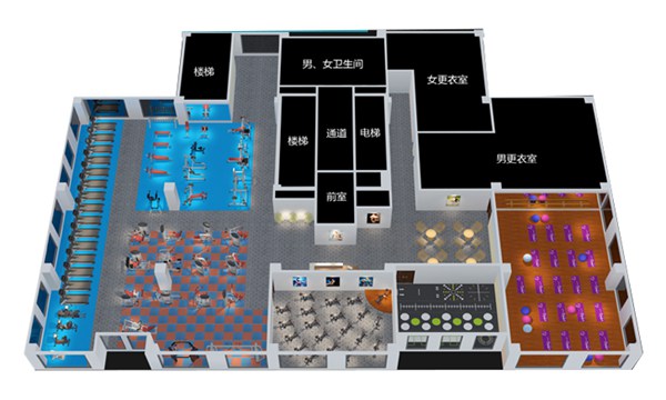 1500平方健身房配置方案-广西haobotiyu-好博健身器材有限公司