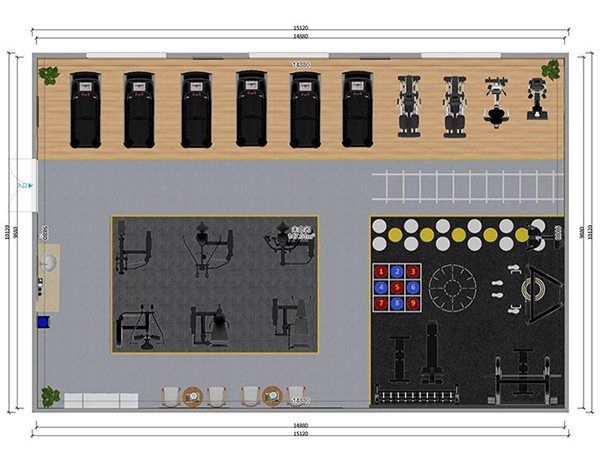 120平方健身房配置方案-广西haobotiyu-好博健身器材有限公司